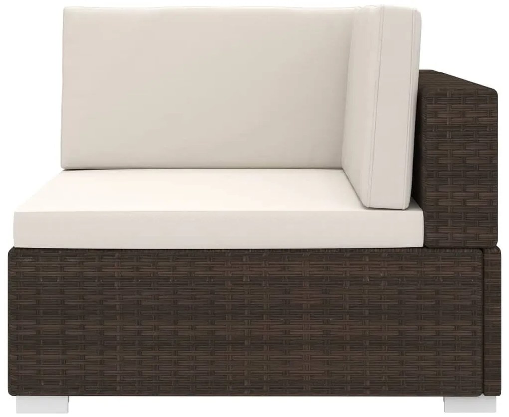 Cadeira de canto seccional c/ almofadões 1 pc vime PE castanho