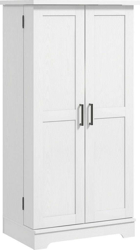 Armário de cozinha com 5 prateleiras, portas e prateleiras ajustáveis, 60 x 40 x 120 cm, com acabamento em madeira creme