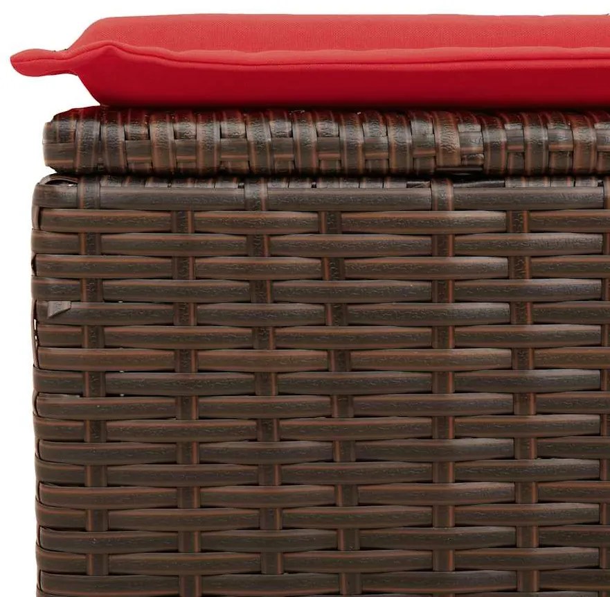 7 pcs conj. sofás jardim c/ almofadões vime PE/acácia castanho