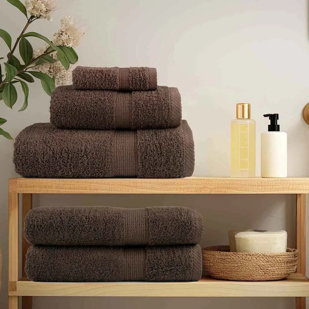 vidaXL Toalha de Convidado SOLUND Castanho 550 gsm