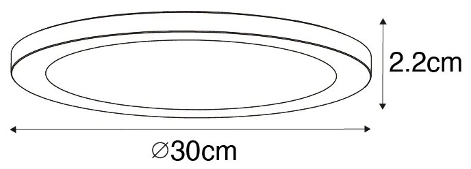 Foco embutido ou de superfície branco 30 cm com LED dimmer 3 passos - Trans Moderno