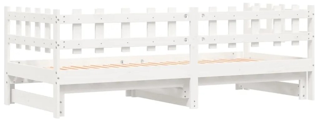 Sofá-cama de puxar 2x(80x200) cm pinho maciço branco