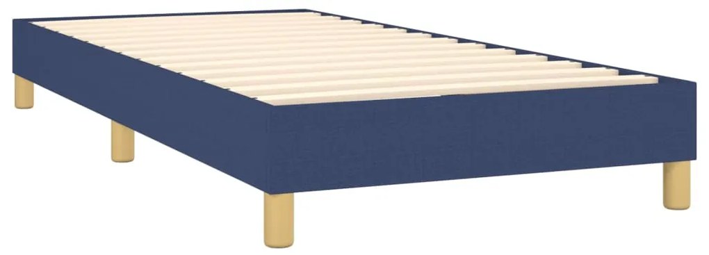Cama box spring c/ colchão e LED 90x190 cm tecido azul
