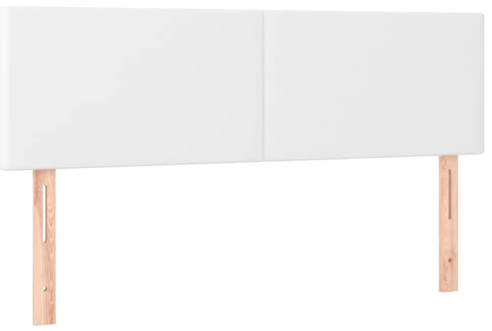 Cabeceira de cama c/ LED couro artificial 144x5x78/88 cm branco