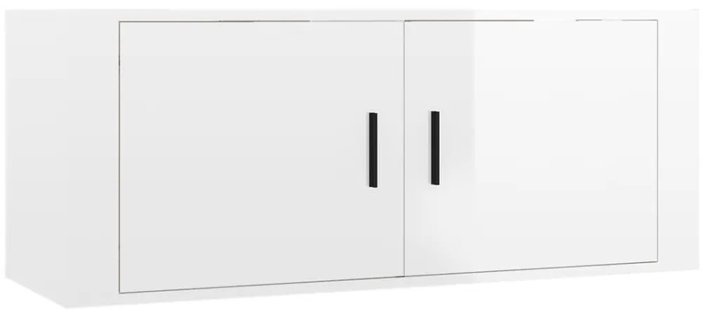 4 pcs conjunto móveis de TV madeira processada branco brilhante