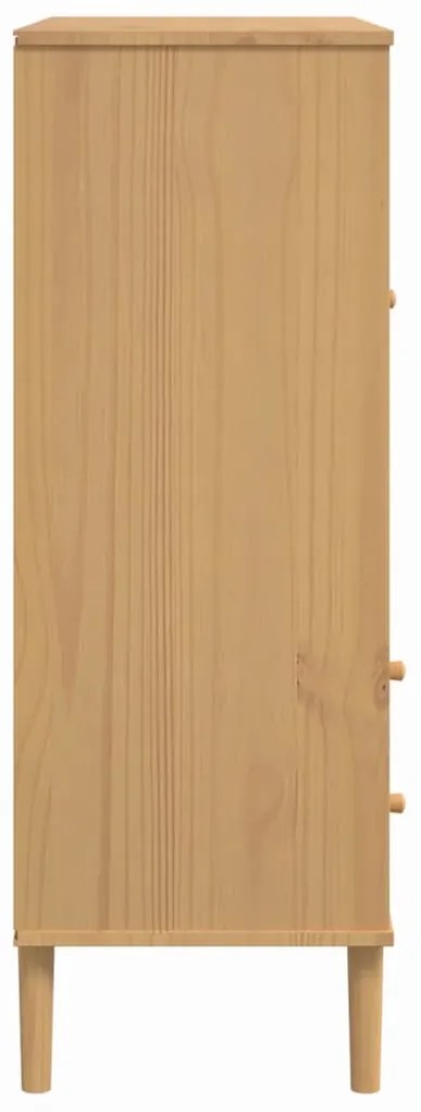 Móvel alto SENJA aspeto vime 90x40x112 cm pinho maciço castanho