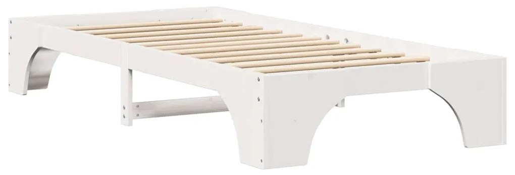Estrutura de Cama Branca 90x200 cm em Madeira de Pinho Sólido da