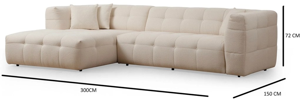 Sofá de Canto Cady – Bege – 300 x 150 cm