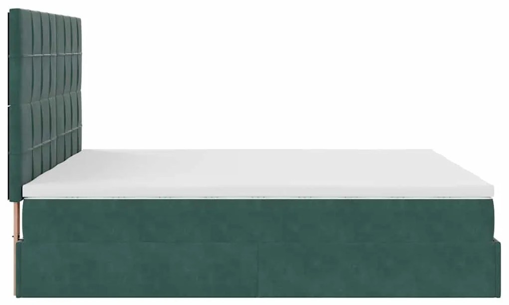 Estrutura de cama otomana com colchão verde escuro veludo