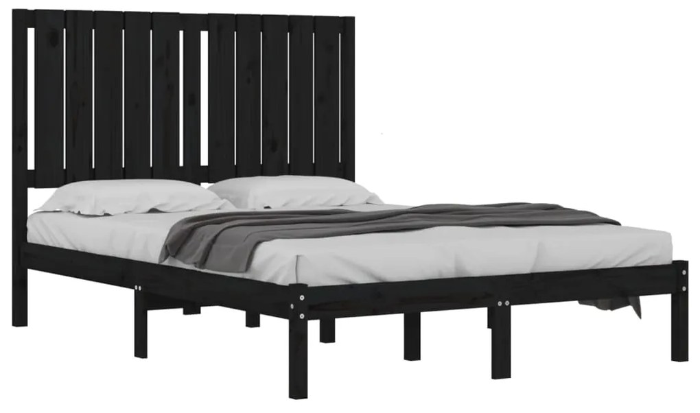 Estrutura cama dupla pequena 120x190 cm madeira maciça preto