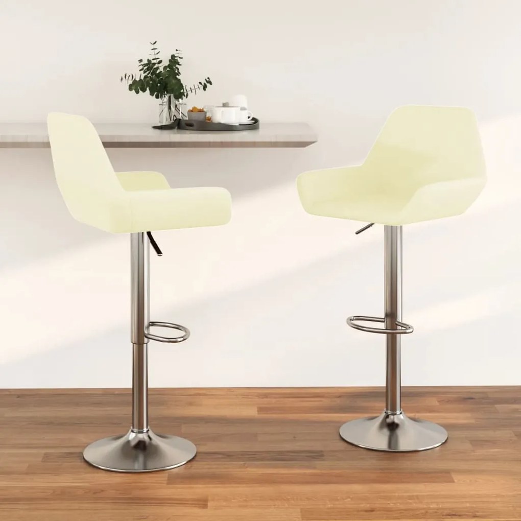 vidaXL Bancos de bar 2 pcs tecido cor creme