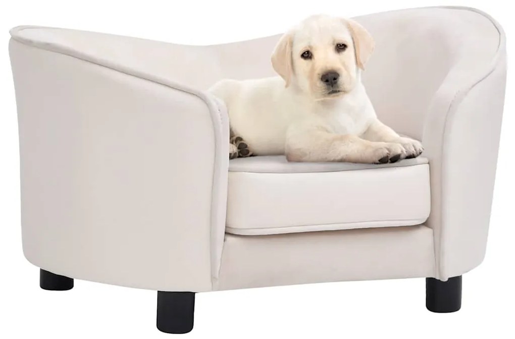 vidaXL Sofá para cães 69x49x40 cm pelúcia e couro artificial cor creme