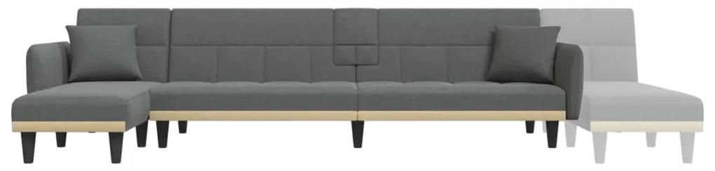 Sofá-cama Chaise Longue 275x140x70 cm tecido cinzento-escuro