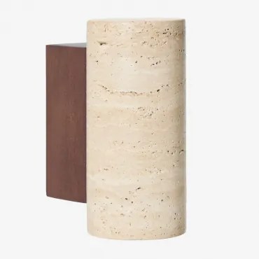Aplique De Parede Em Travertino E Madeira Davise ↑16 Cm - Sklum