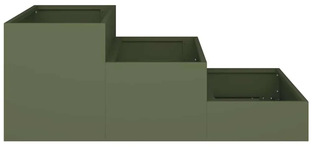 Vaso de Jardim 3 Andares 90x90x35 cm Verde Oliva Aço
