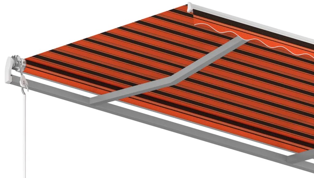 Toldo retrátil automático com postes 3,5x2,5 m laranja/castanho