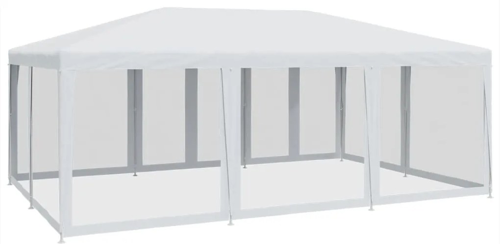 Tenda p/ festas c/ 10 paredes laterais malha 6x4 m PEAD branco