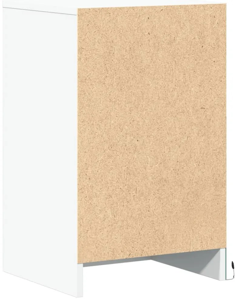Mesa de cabeceira com luzes LED derivados de madeira branco