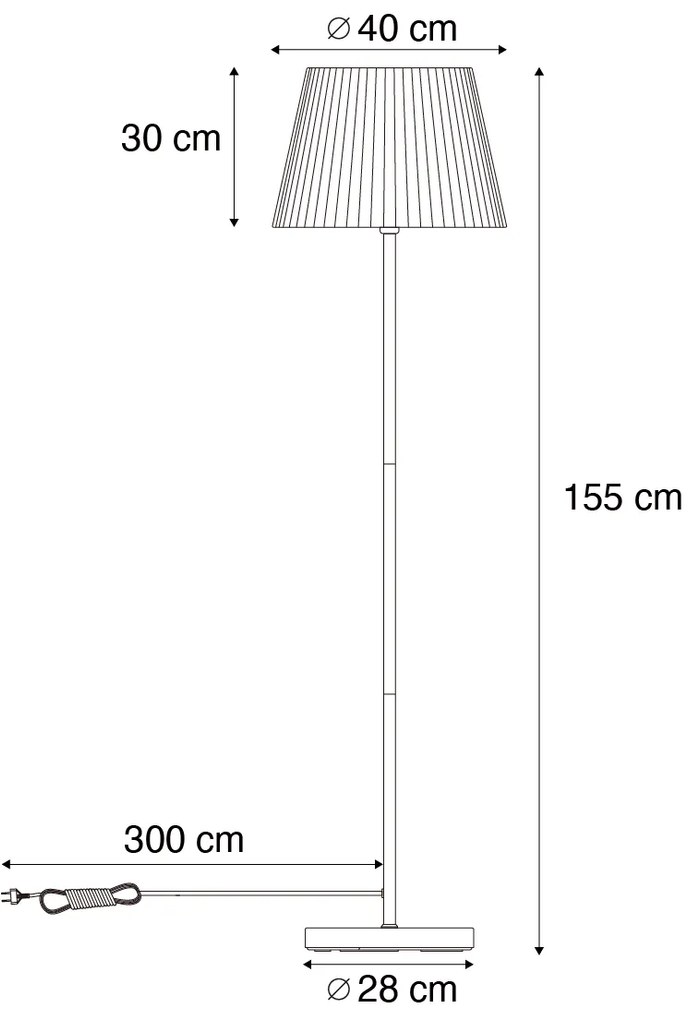 Candeeiro de pé para exterior preto com abajur de corda verde IP44 - Virginia Jayla Japandi