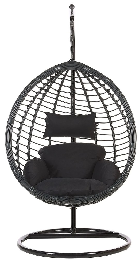 Cadeira suspensa em rattan preto com suporte TOLLO Beliani
