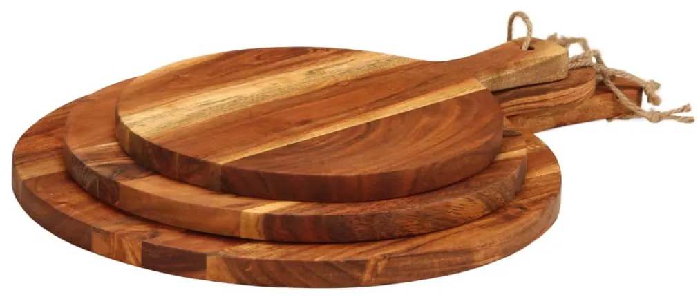 Tábua de cortar 3 pcs madeira de acácia maciça