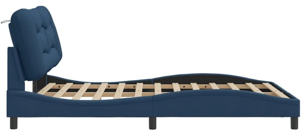 Estrutura de cama sem colchão 140x200 cm tecido azul