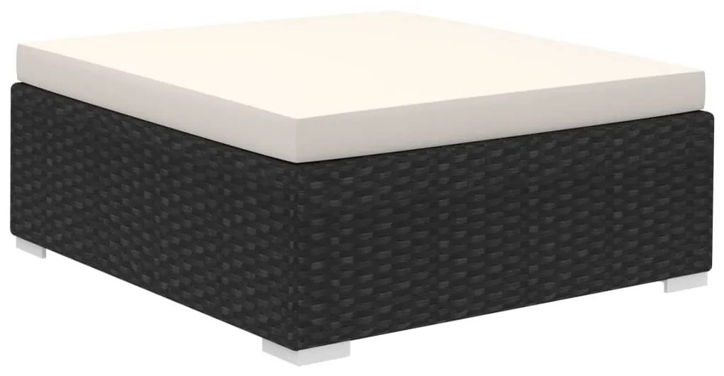 8 pcs conjunto lounge de jardim c/ almofadões vime PE preto