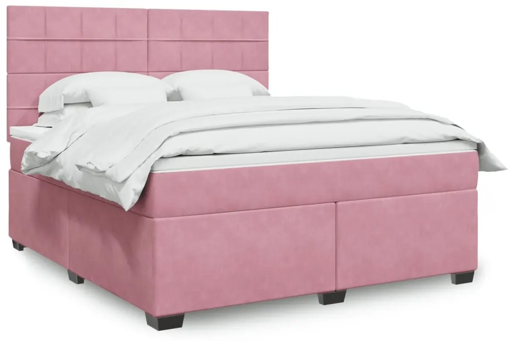 vidaXL Cama com molas/colchão 180x200 cm veludo rosa