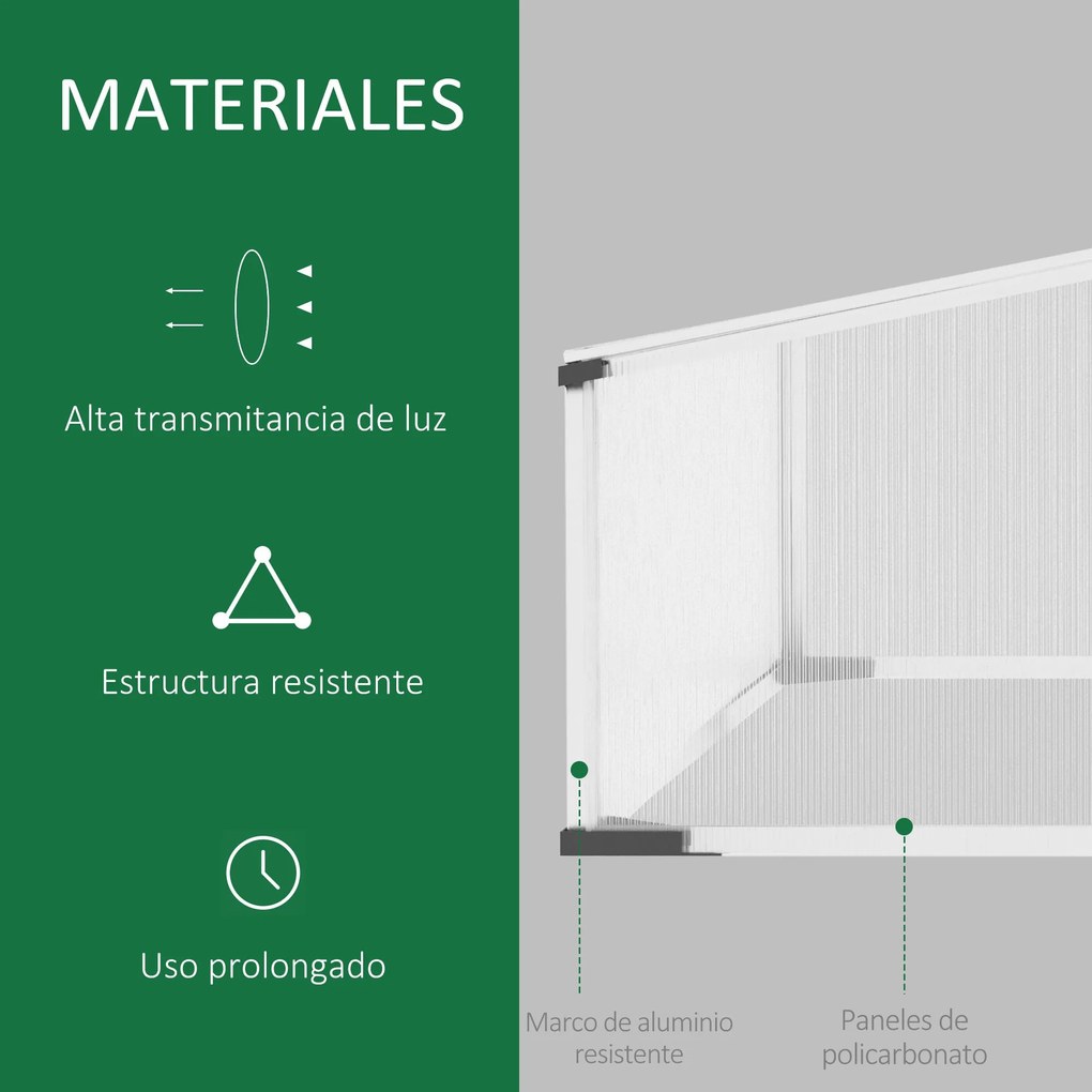 Outsunny Estufa de Jardim 120x100x41cm Policarbonato e Alumínio com Te