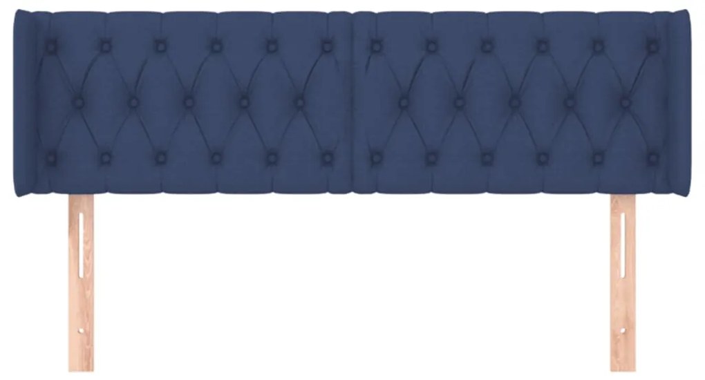 Cabeceira de cama c/ abas tecido 147x16x78/88 cm azul