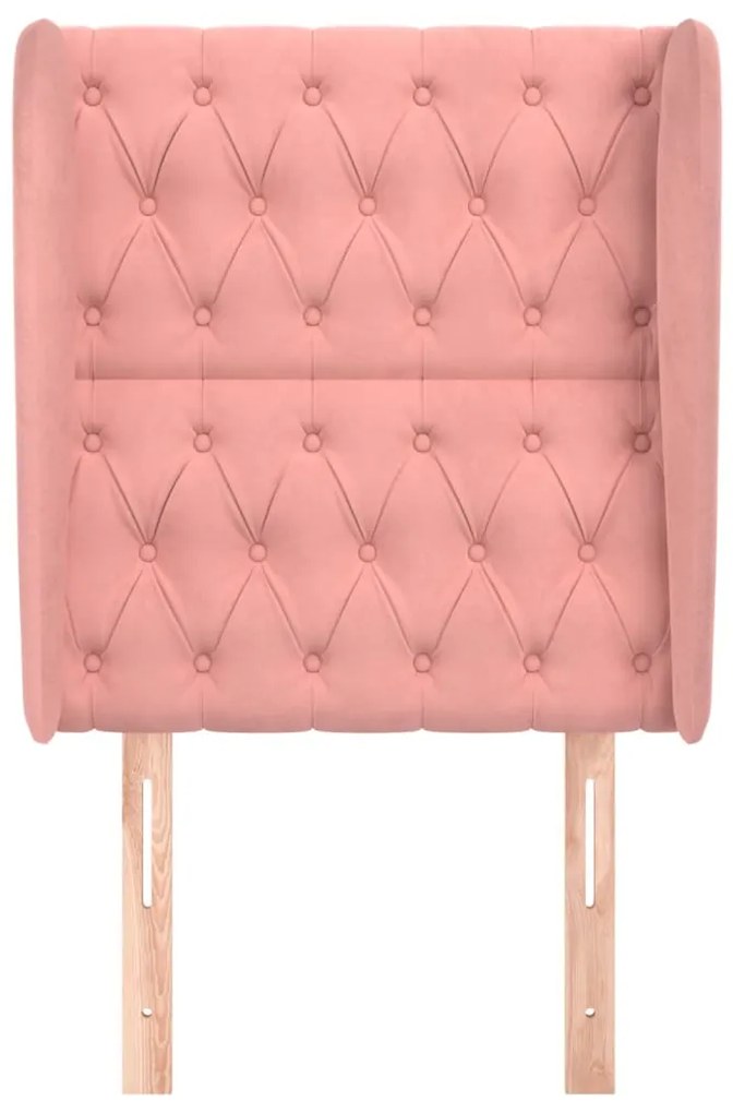 Cabeceira de cama c/ abas veludo 83x23x118/128 cm rosa