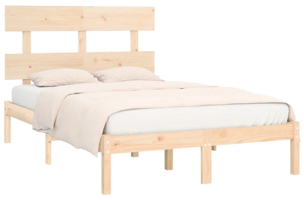 Estrutura de cama dupla pequena 4FT 120x190 cm madeira maciça