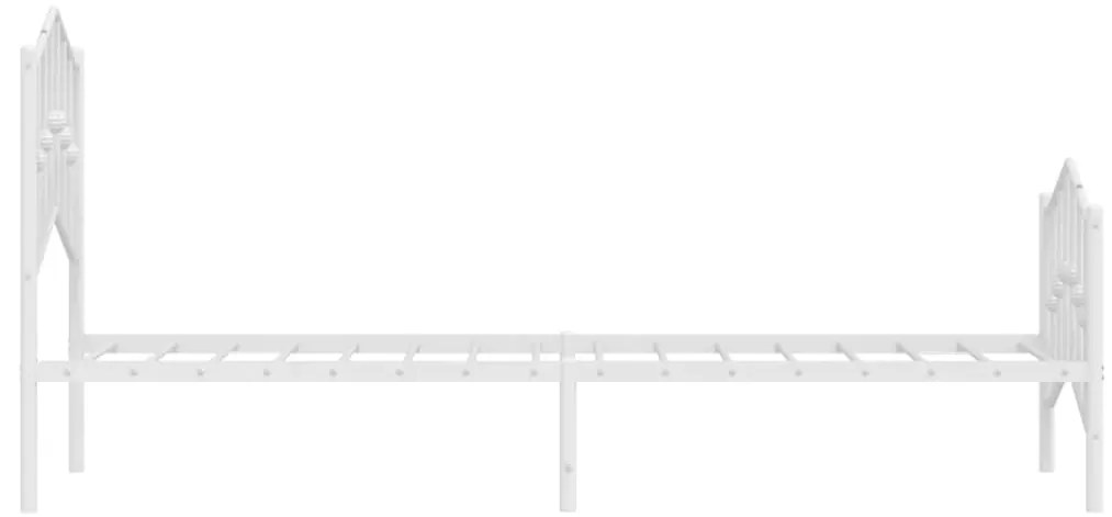 Estrutura de cama com cabeceira e pés 75x190 cm metal branco