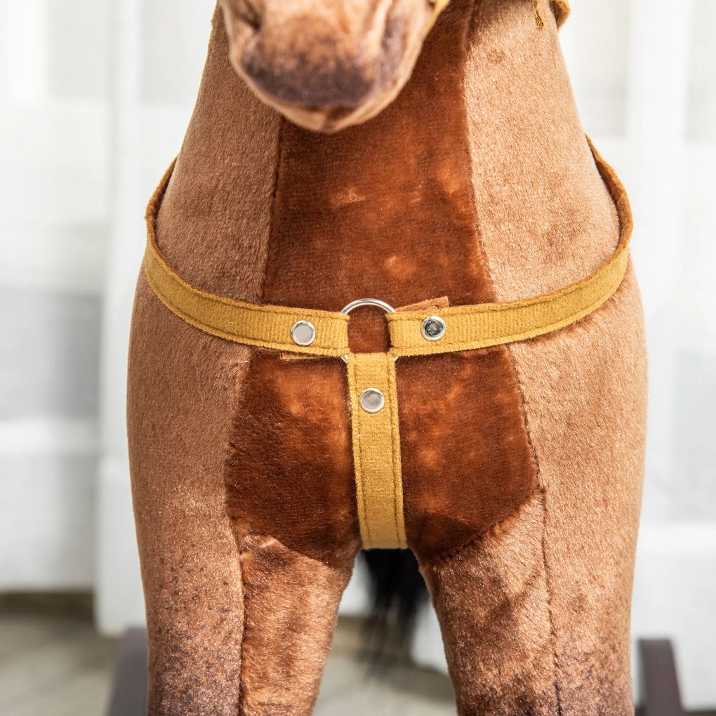 HomCom Cavalo de balanço de pelúcia para crianças acima de 36 meses 71x28x60cm