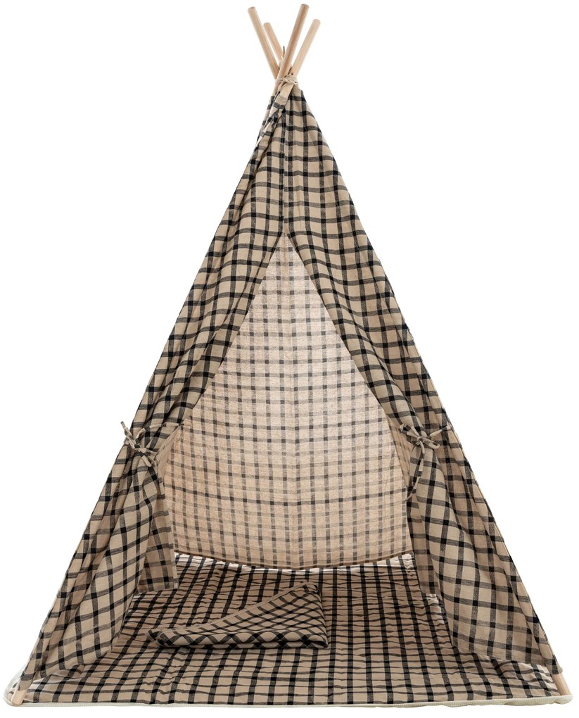 Tenda de brincar Esna em xadrez 155 x 120 x 120 cm Preto