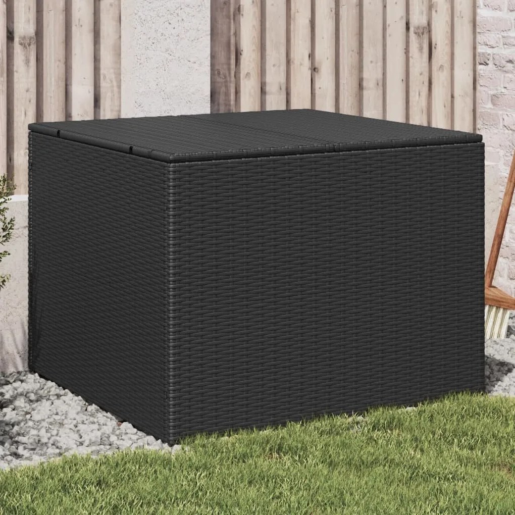 vidaXL Caixa de arrumação para jardim 291L vime PE preto