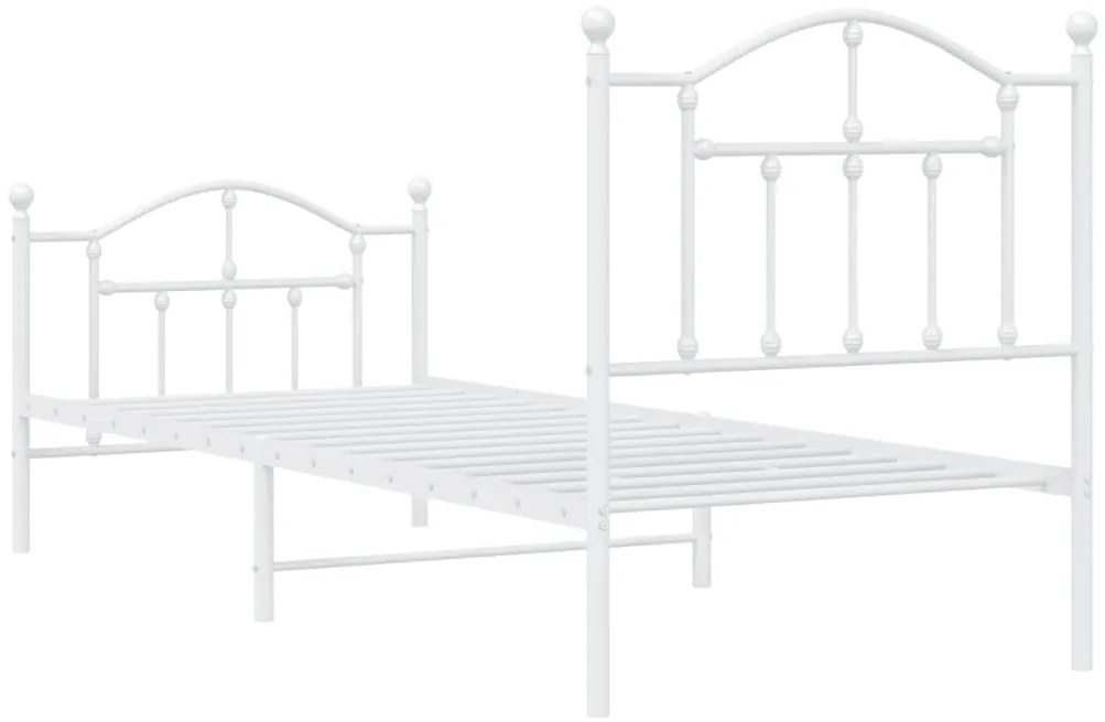 Estrutura de cama com cabeceira e pés 90x190 cm metal branco