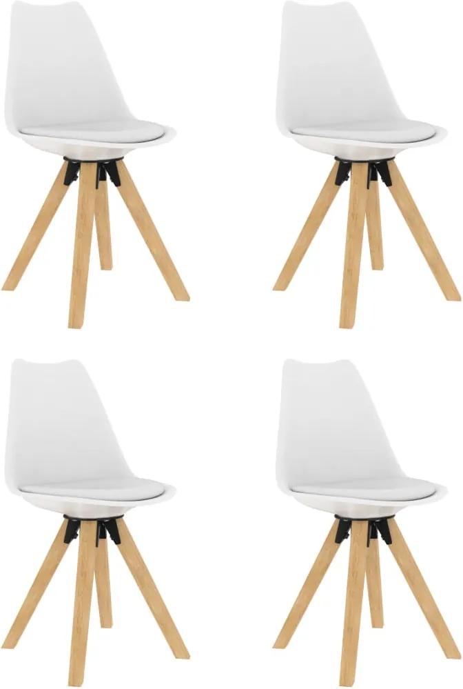 Cadeiras de jantar 4 pcs PP e madeira de faia maciça branco