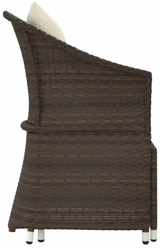 2 pcs conjunto lounge de jardim c/ almofadões vime PE castanho