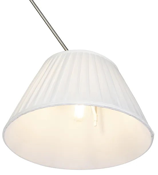 Candeeiro de suspensão em aço com cúpula plissada creme 35 cm - Blitz Clássico / Antigo