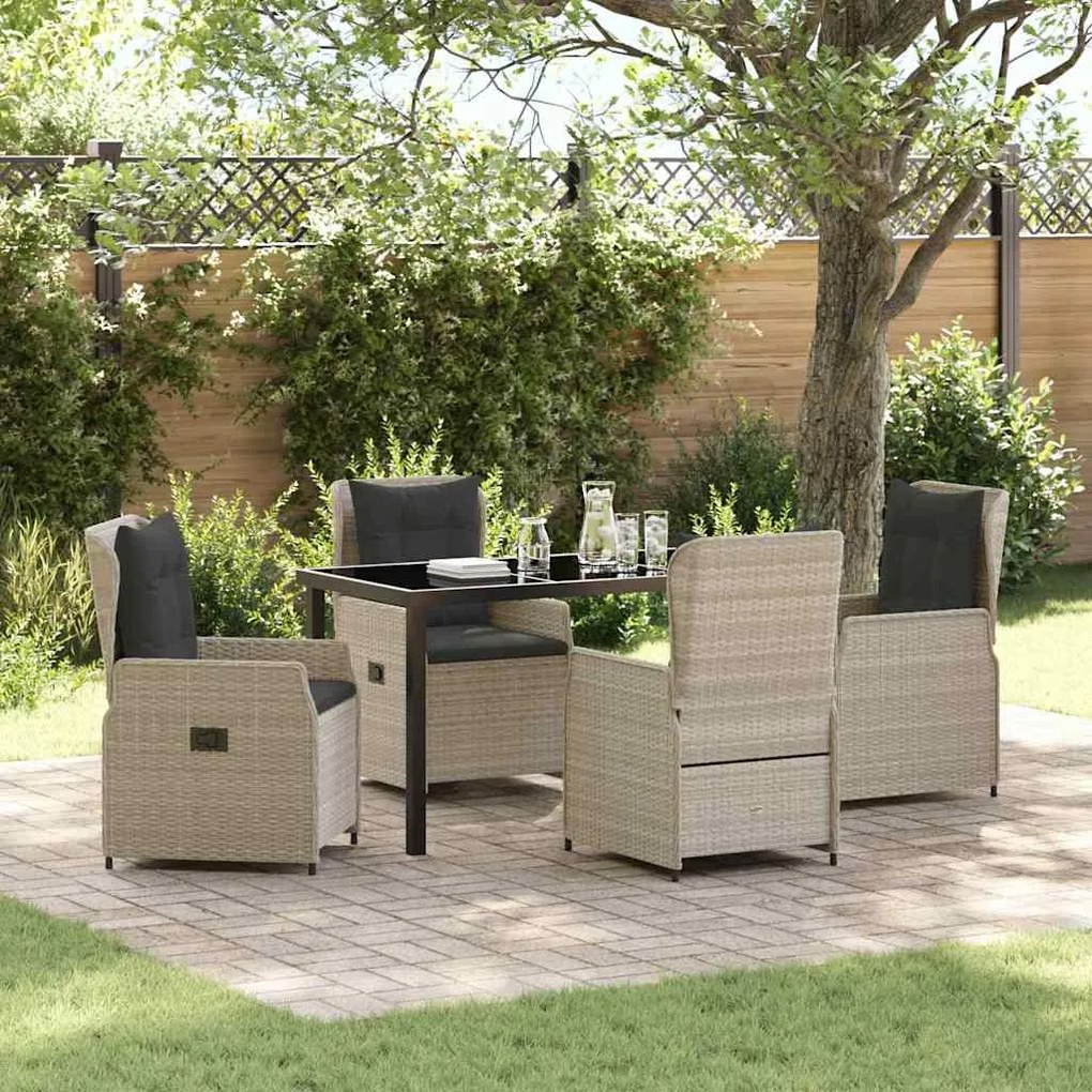 vidaXL Conjunto de Jantar para o Jardim com 5 Peças Cinza Claro em Rattan Sintético