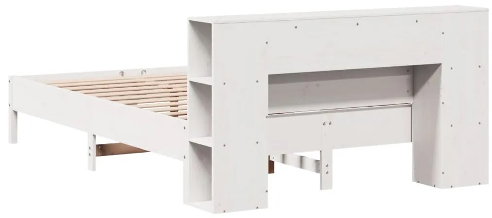 Cama com estante sem colchão 160x200 cm pinho maciço branco