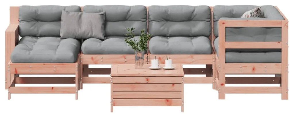 7 pcs conj. lounge jardim com almofadões madeira douglas maciça