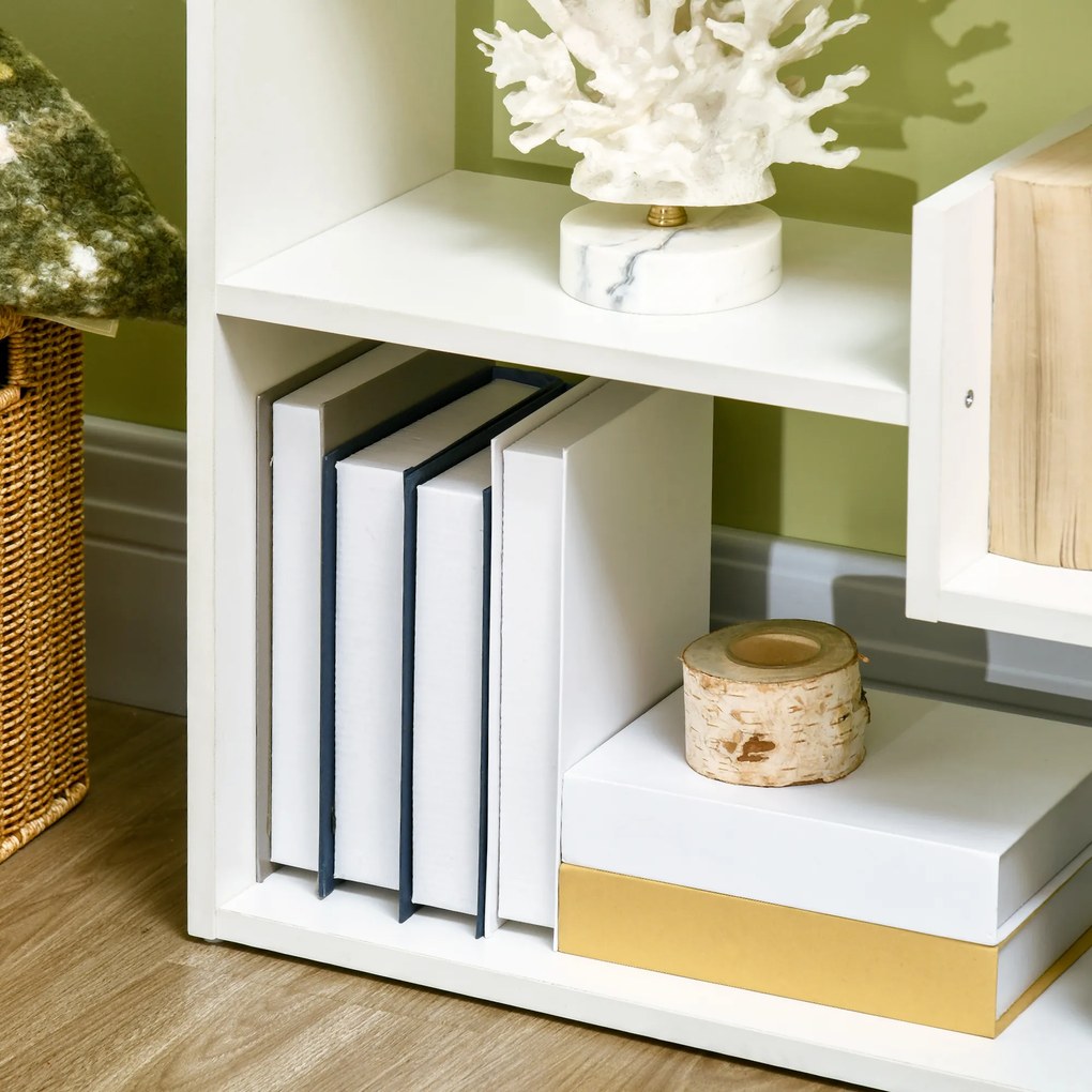 HOMCOM Estante para Livros de 6 Níveis Estante com 11 Compartimentos Abertos para Sala de Estar Escritório Estúdio Anti-Tombo Carga Máxima 100kg 61x21,6x162,6cm Branco