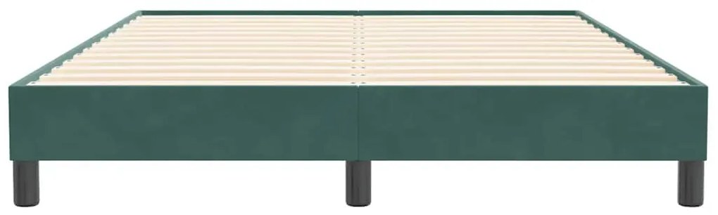 Estrutura de cama sem colchão 140x210 cm veludo verde-escuro