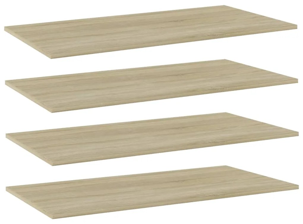 Prateleiras estante 4pcs 80x20x1,5cm contraplacado cor carvalho