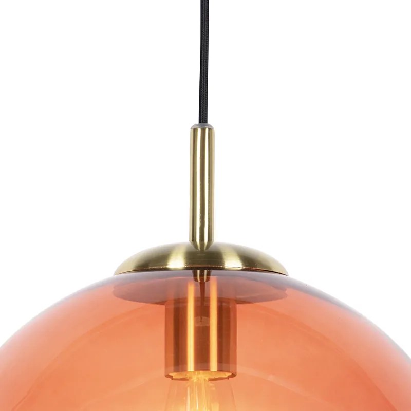 Candeeiro de suspensão Art Deco em latão com vidro cor-de-rosa 33 cm - Pallon Art Deco