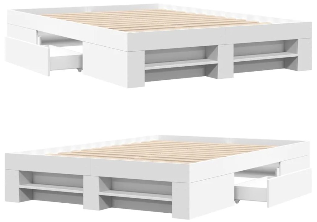 Estrutura de cama 135x190 cm derivados de madeira branco