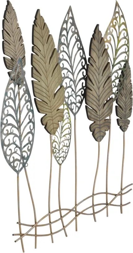 DECORAÇÃO DE PAREDE FOGLIE -C- 75X2,5X87 CM DOURADO E PRATEADO