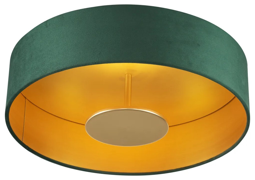 Plafon moderno verde com interior dourado incluindo LED regulável em 3 níveis - Bredow Moderno